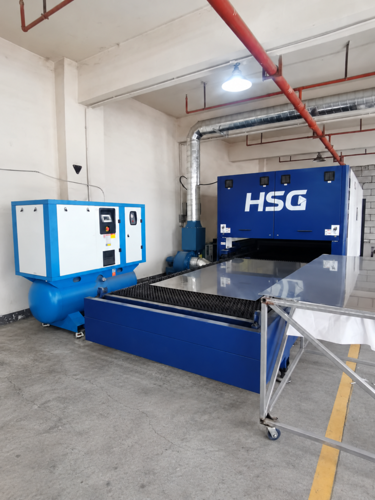 3000W laser cutting case study with an SZG air compressor.